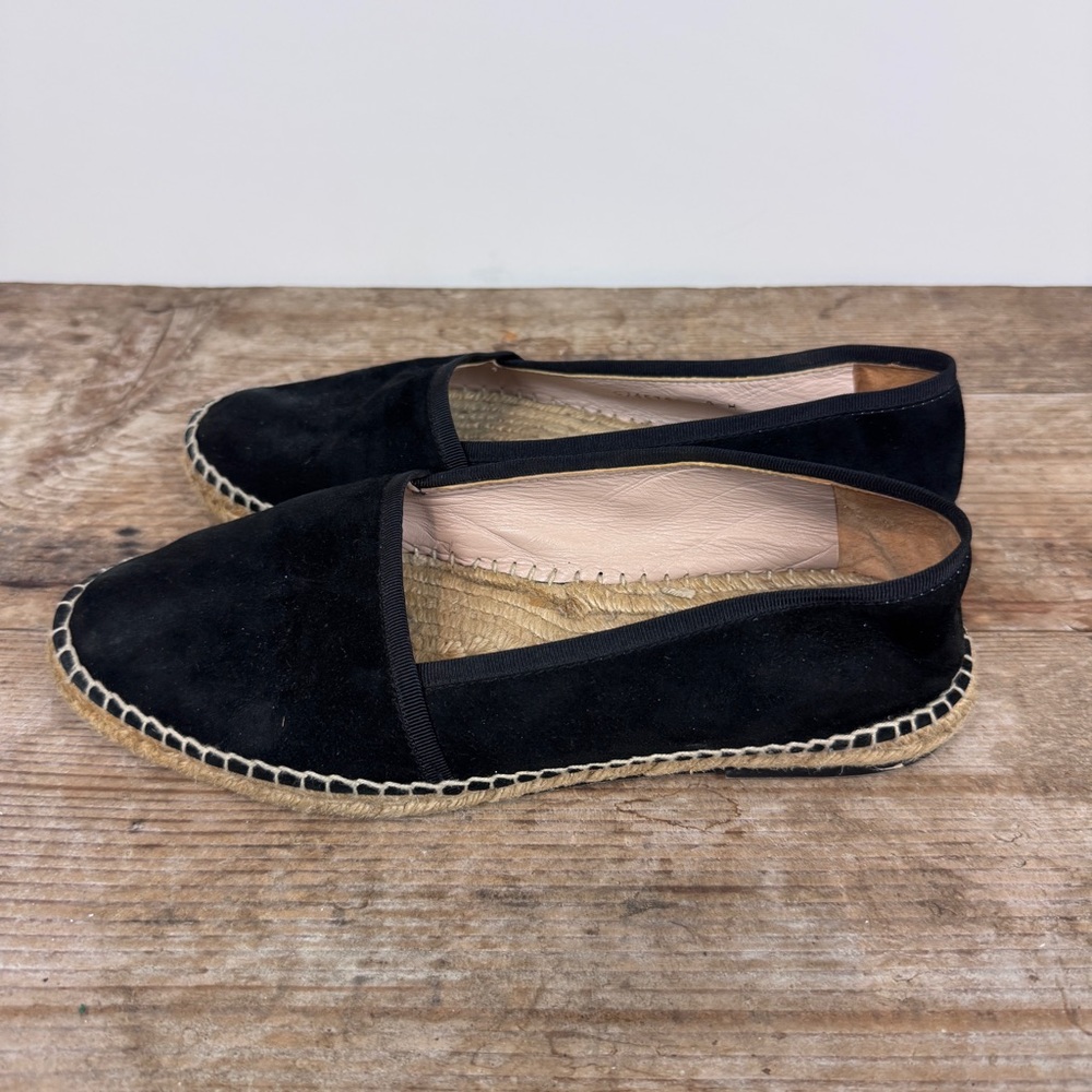 Stuart Weitzman 9M Black Suede Flat Espadrille Shoes - Picture 4 of 11